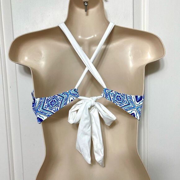 New La Blanca Breeze High Neck Halter Bikini Top in Blue Size 14 - Picture 6 of 7